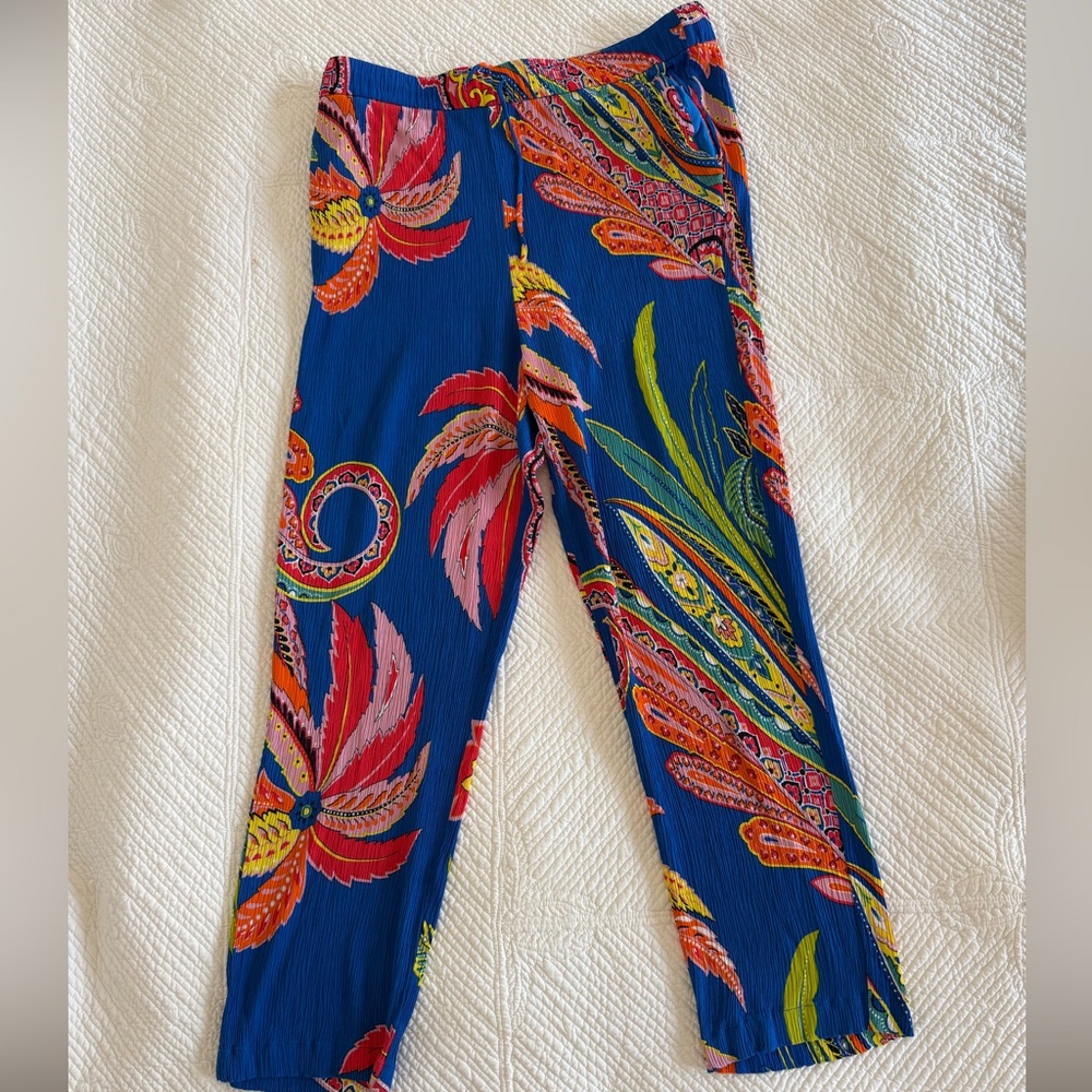 Boden Painterly Paisley Crinkle pants US 10